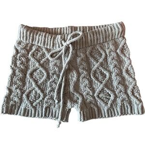 POL Crochet Cable Knit Pull On Cozy Sweater Shorts Sage Green Size M NWOT